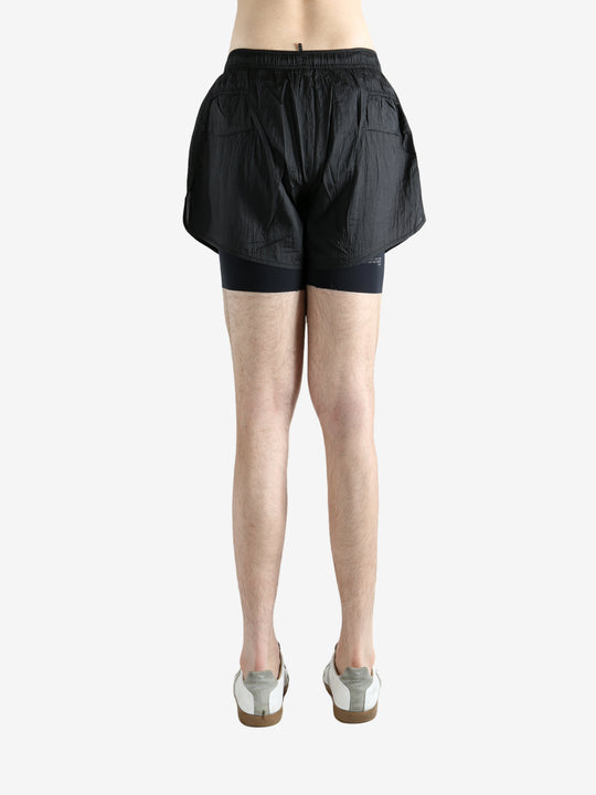 Black shorts worn by a person, showing the shorts fit