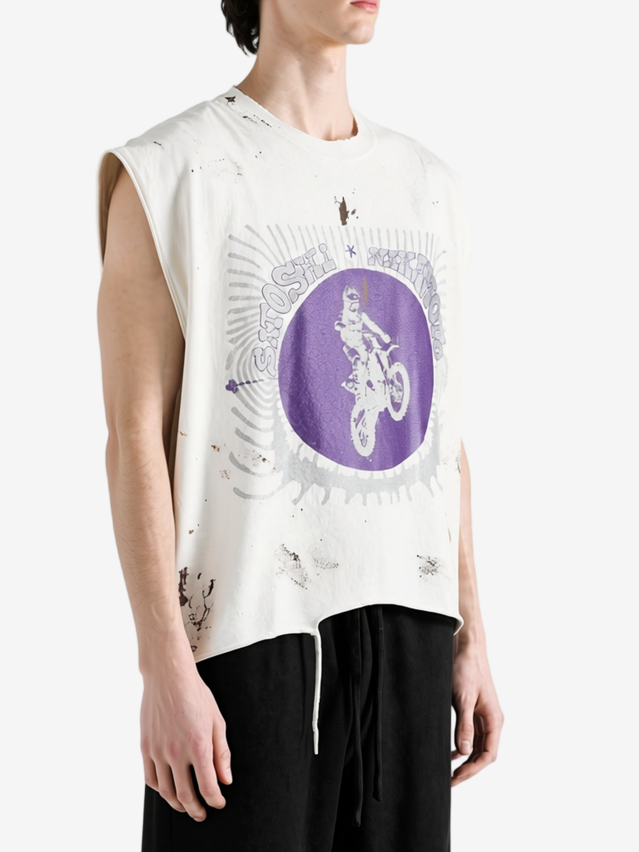 White t-shirt worn by a person, showing the t-shirt fit