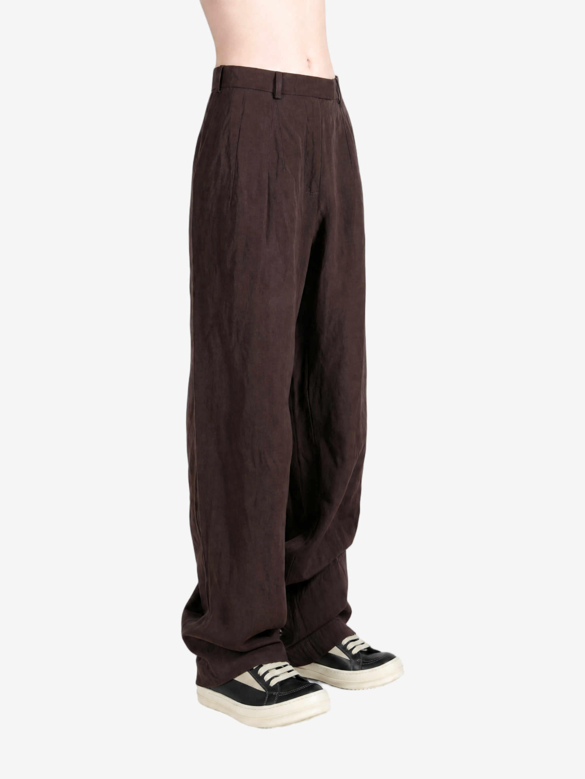 Brown pants, full body view