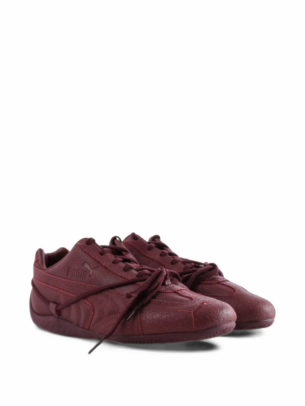 Burgundy shoes, front view