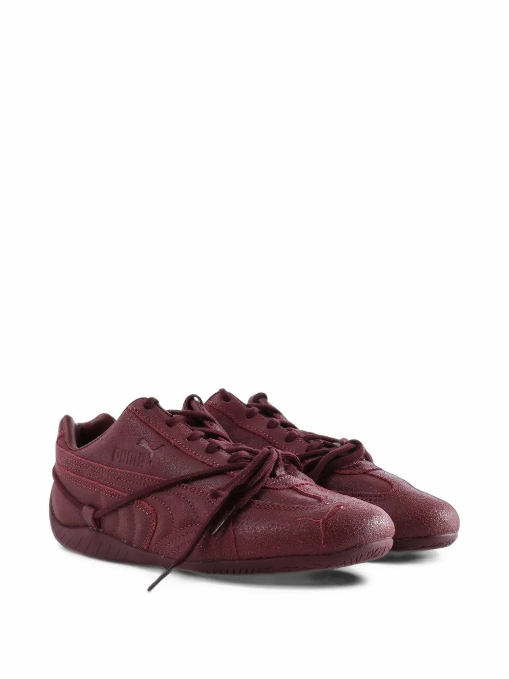 Burgundy shoes, front view