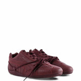 Burgundy shoes, front view