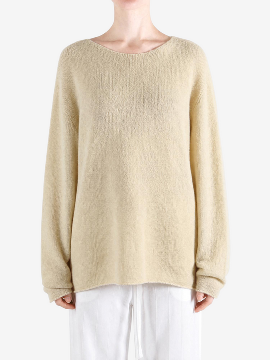 Tan knitwear, full body view