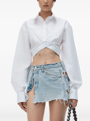 ALEXANDER WANG - Women White Logo Elastic Cropped Shirt