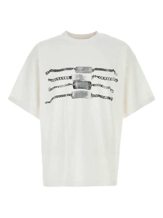 white t-shirt, front view