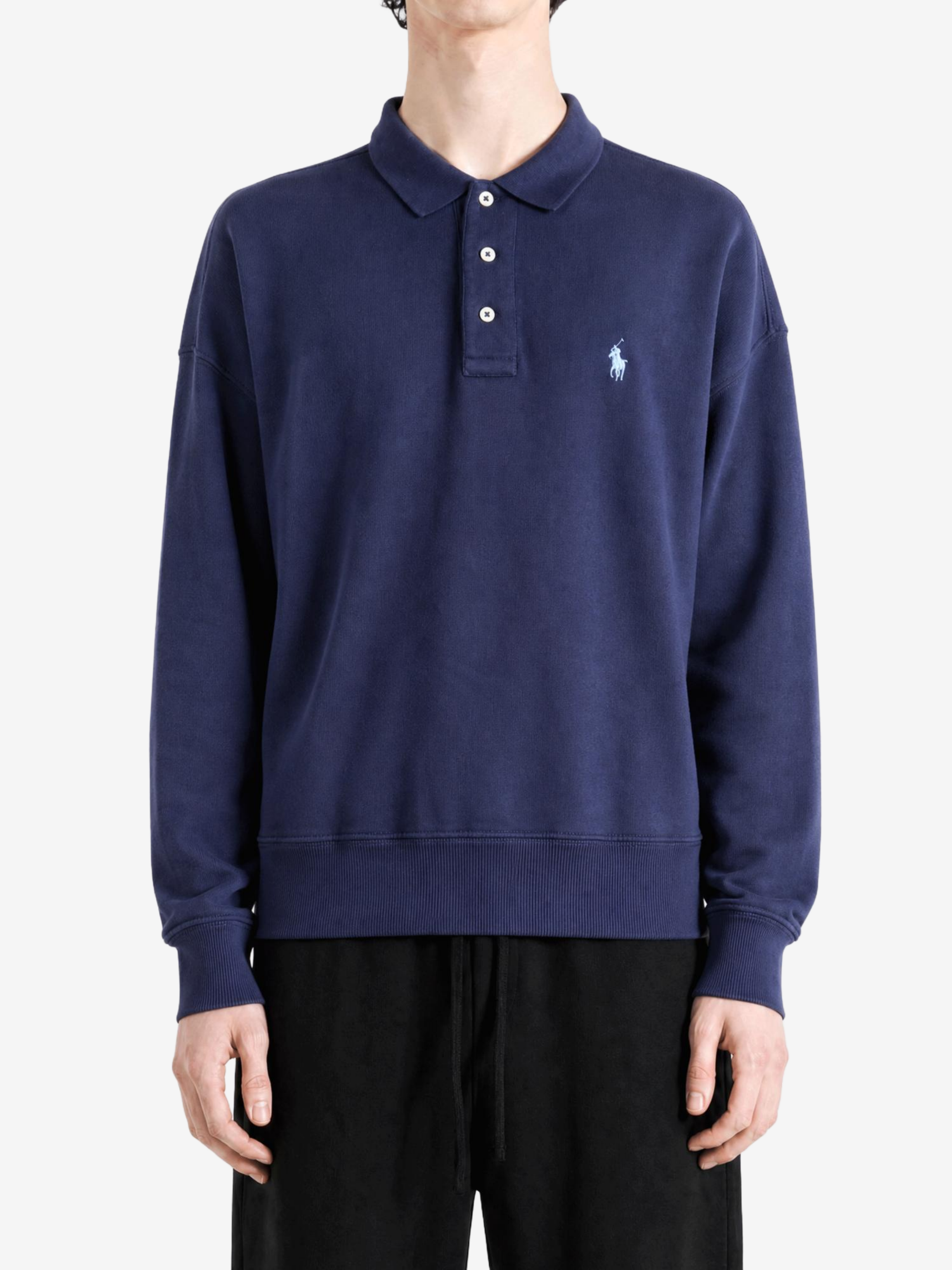 Navy top, front view