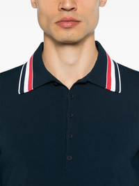 THOM BROWNE - Men Full Needle Stitch SS Tennis Polo  W/ RWB Stripe T-shirt