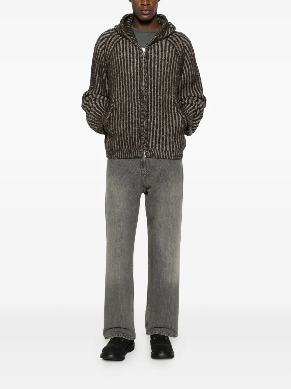 Brown jackets, full body view