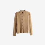 AURALEE - Women High Gauge Soft Cashmere Knit Shirt Cardigan