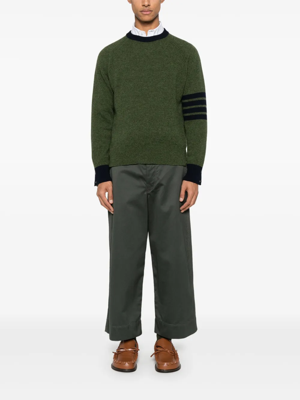 green knitwear, full body view
