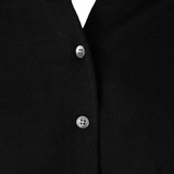 Close up of Black top, showing texture of the 100% wool fabric