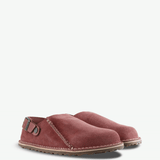 Burgundy sandals, front view