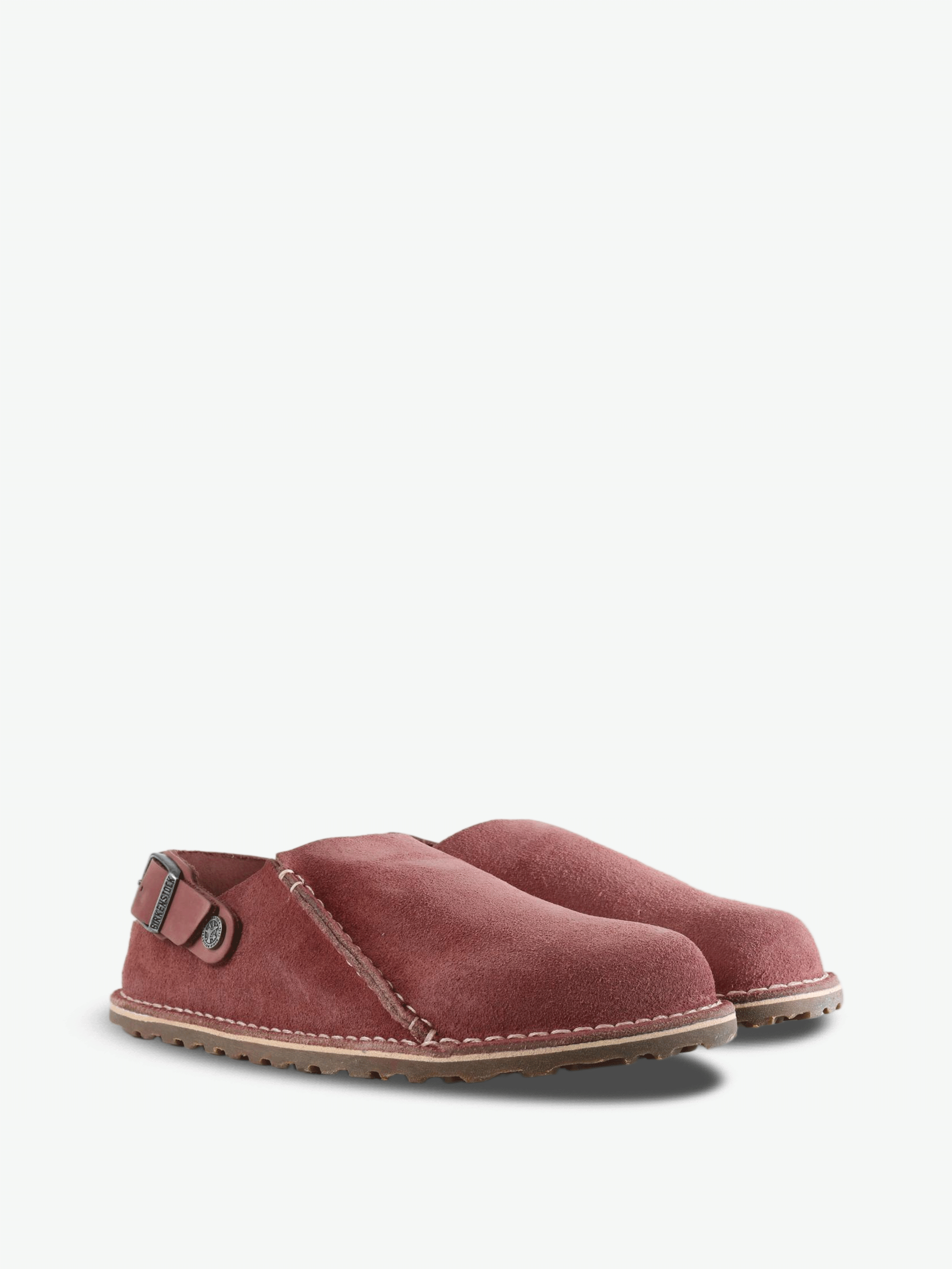 Burgundy sandals, front view