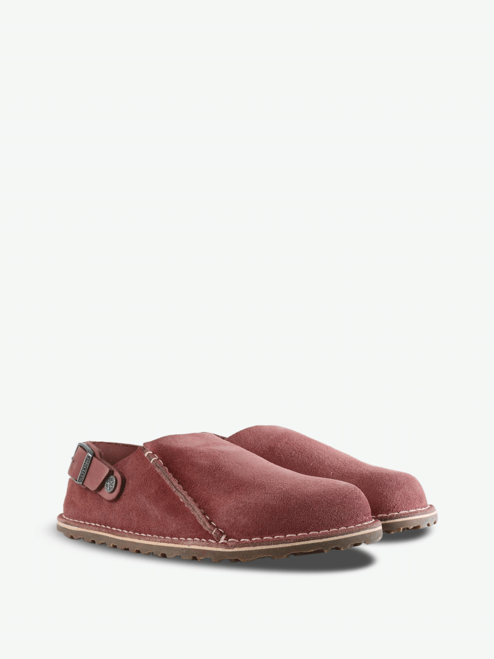 Burgundy sandals, front view