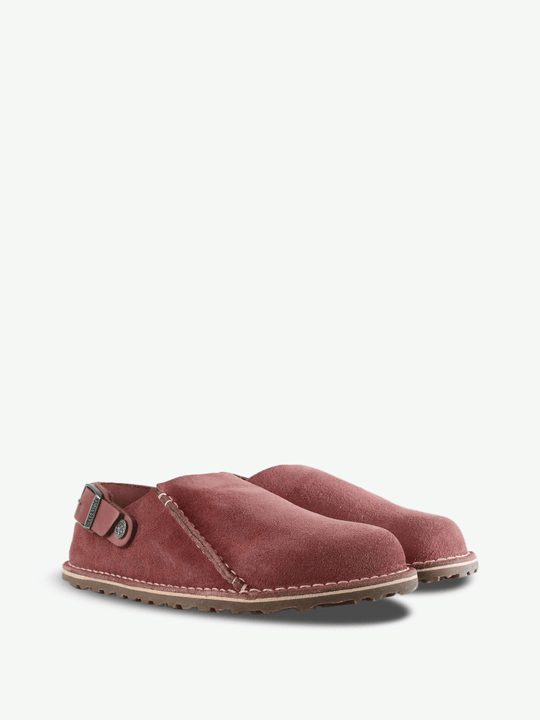 Burgundy sandals, front view