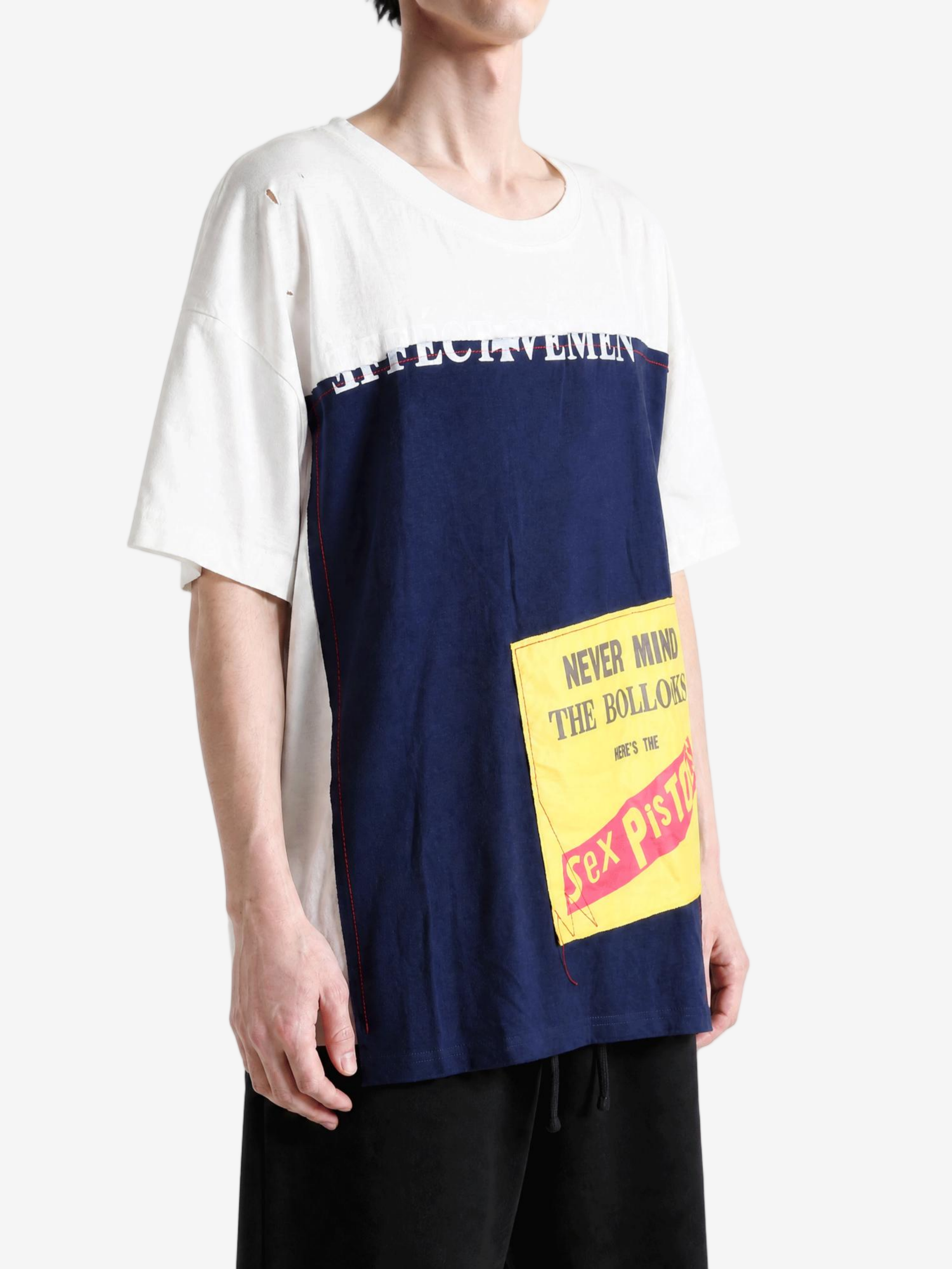 Navy t-shirt worn by a person, showing the t-shirt fit