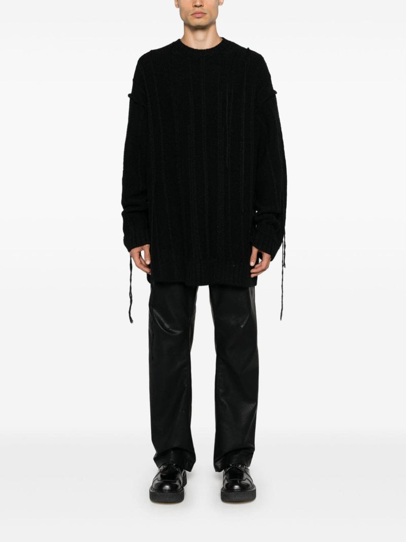 YOHJI YAMAMOTO POUR HOMME - Men String Switching Round Neck Sweater