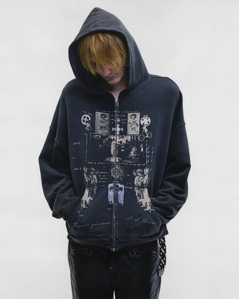 Black hoodie, full body view