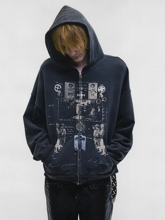 Black hoodie, full body view