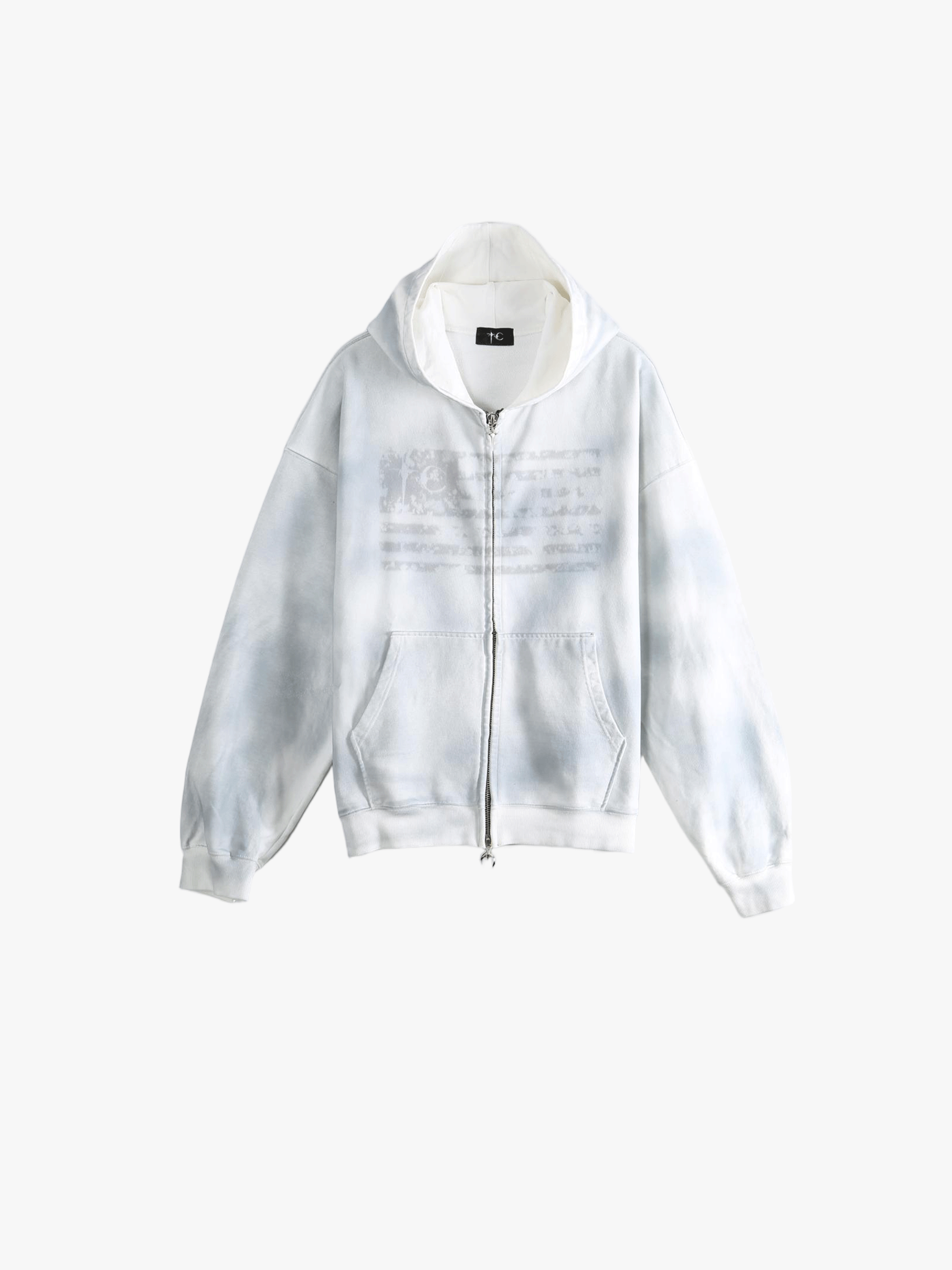 White hoodie, front view