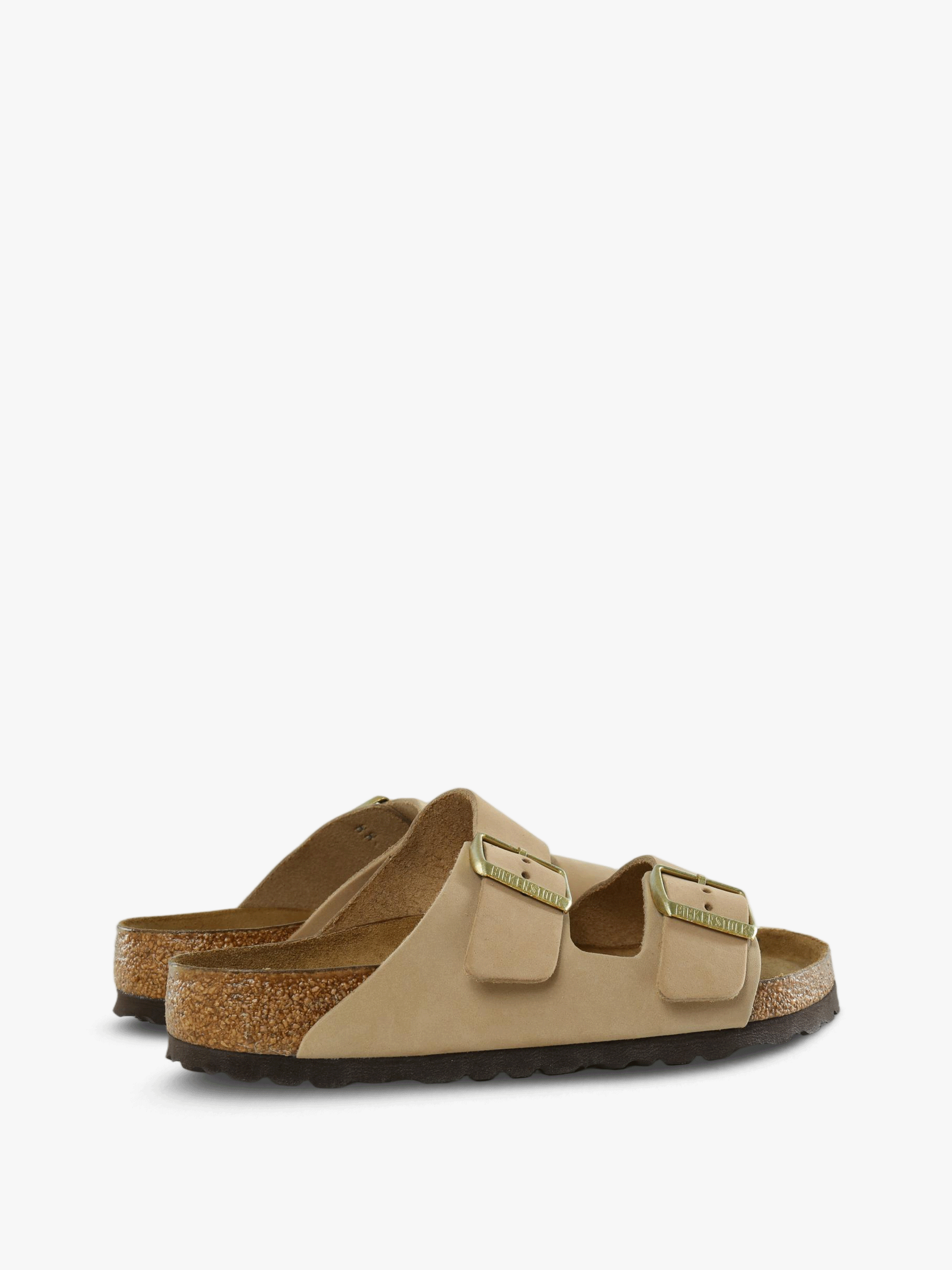 Tan sandals, side view