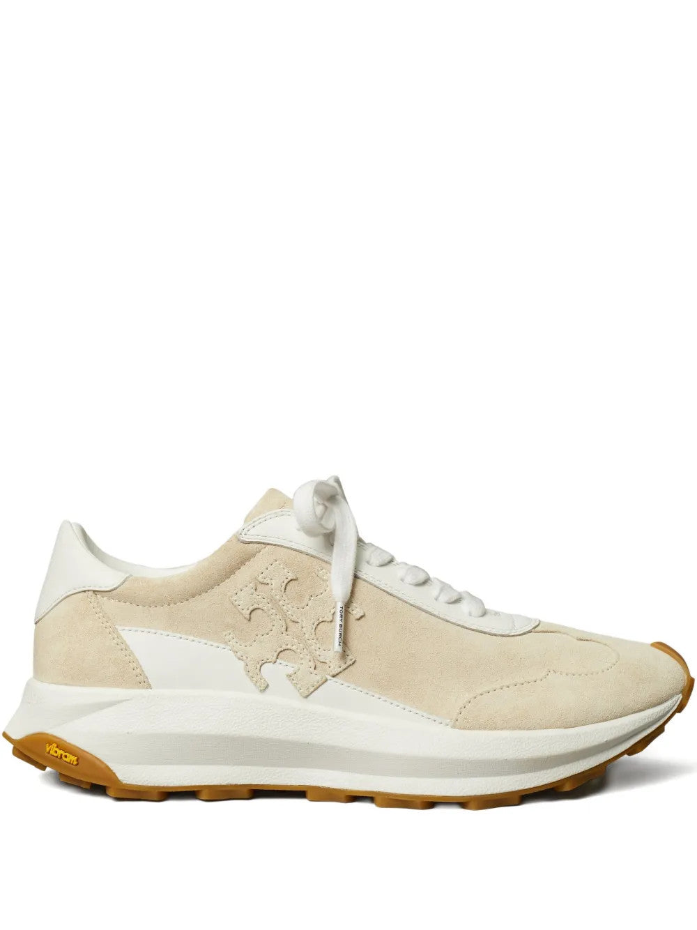 Tan shoes, side view