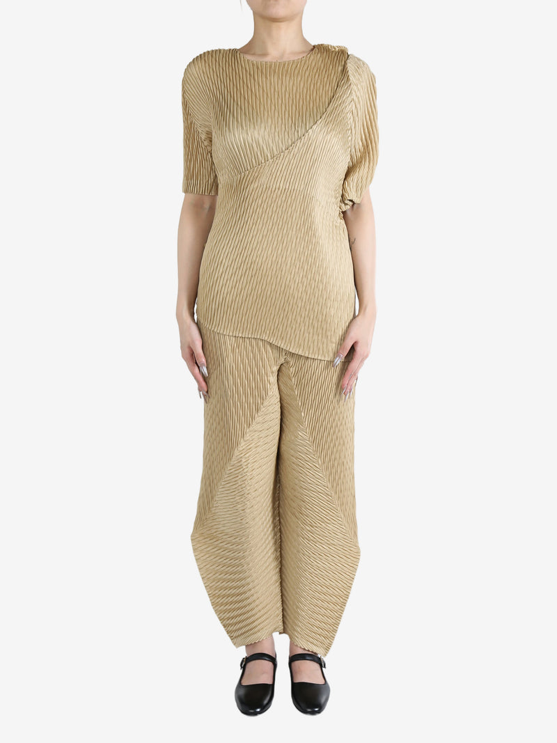 ISSEY MIYAKE - Women Wrapped Suede Like Pleats Shirt