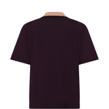 Purple t-shirts, back view