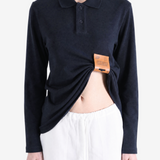 JEAN PAUL GAULTIER - Women Cotton Pique Polo Top With Leather Tag Detail Tops