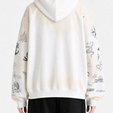 White hoodie, full body view