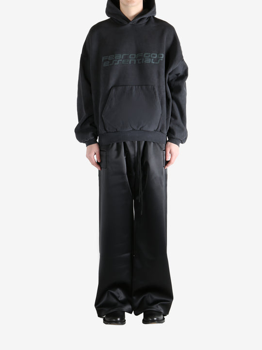 Black hoodie, full body view