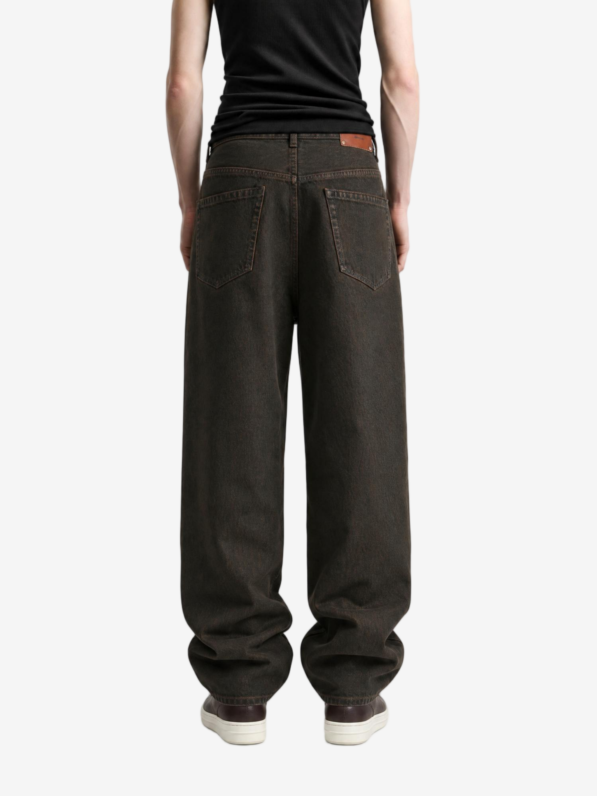 Brown pants, full body view