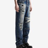 Blue pants, full body view