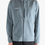 Blue jacket worn by a person, showing the jacket's fit