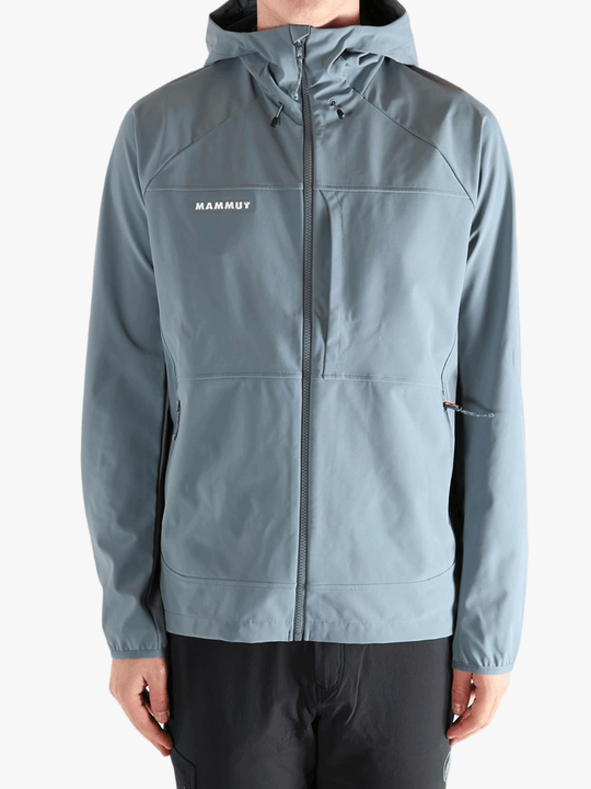 Blue jacket worn by a person, showing the jacket's fit