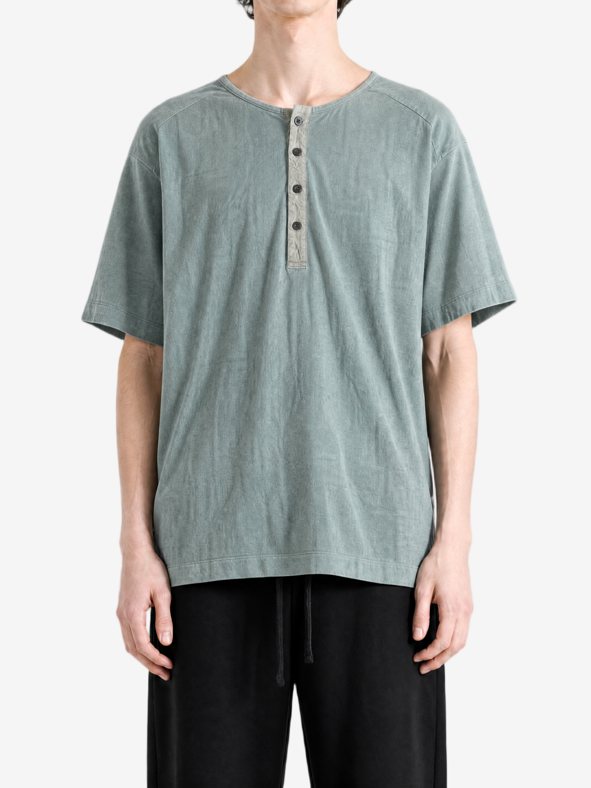 Green t-shirt, full body view