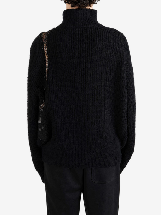 Black knitwear, full body view