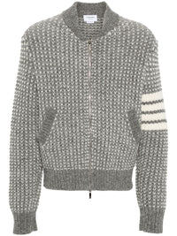 THOM BROWNE - Men Bicolor Tuck Rib Stitch Zip Up Bomber Jacket