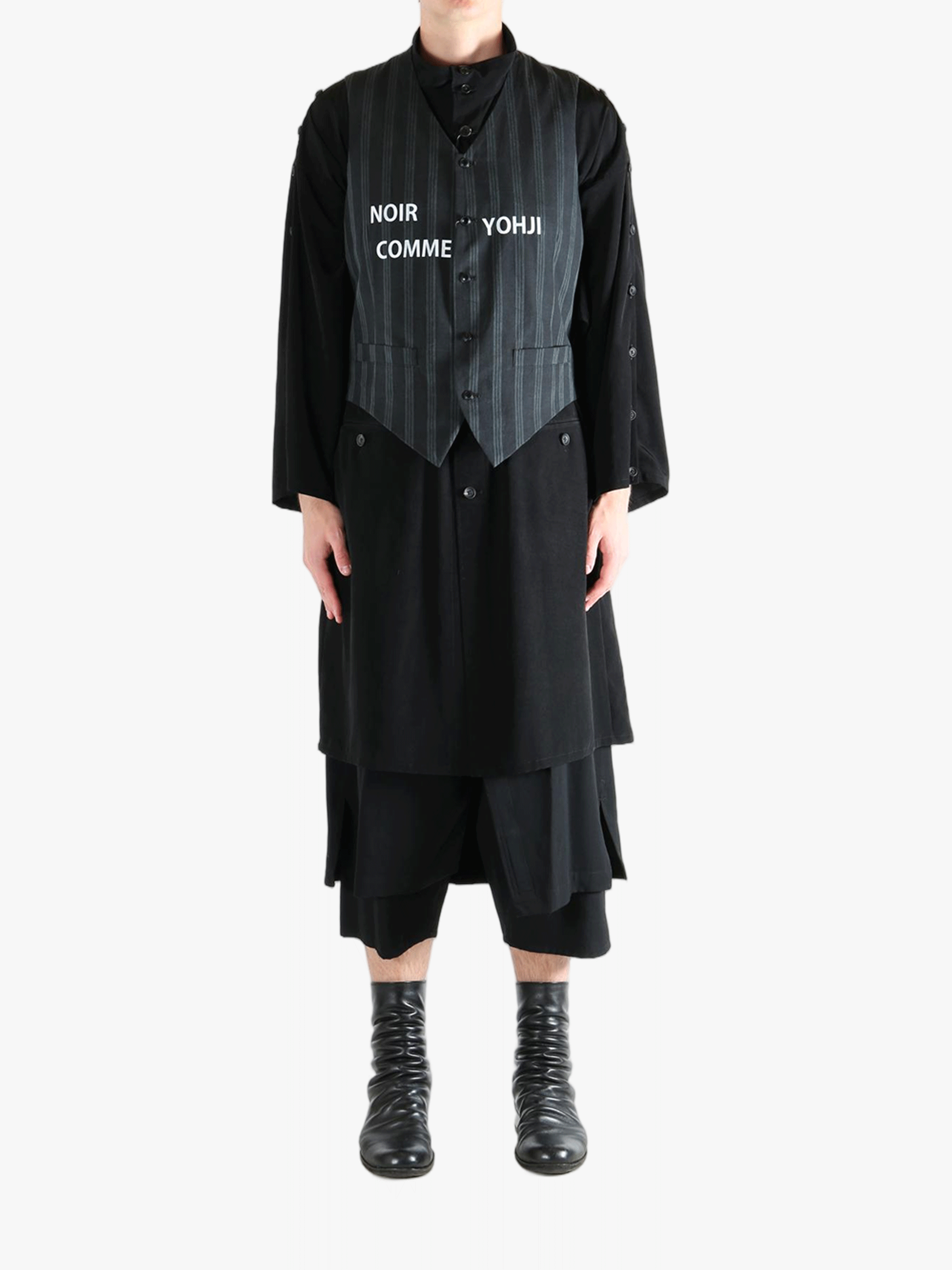 Black vest, full body view