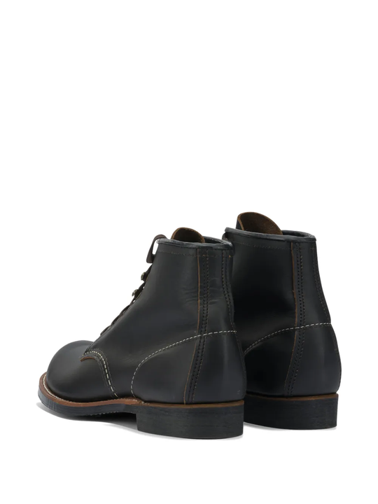 Black boots, back view