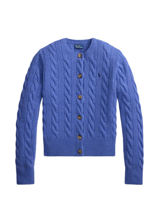 Blue knitwear, front view