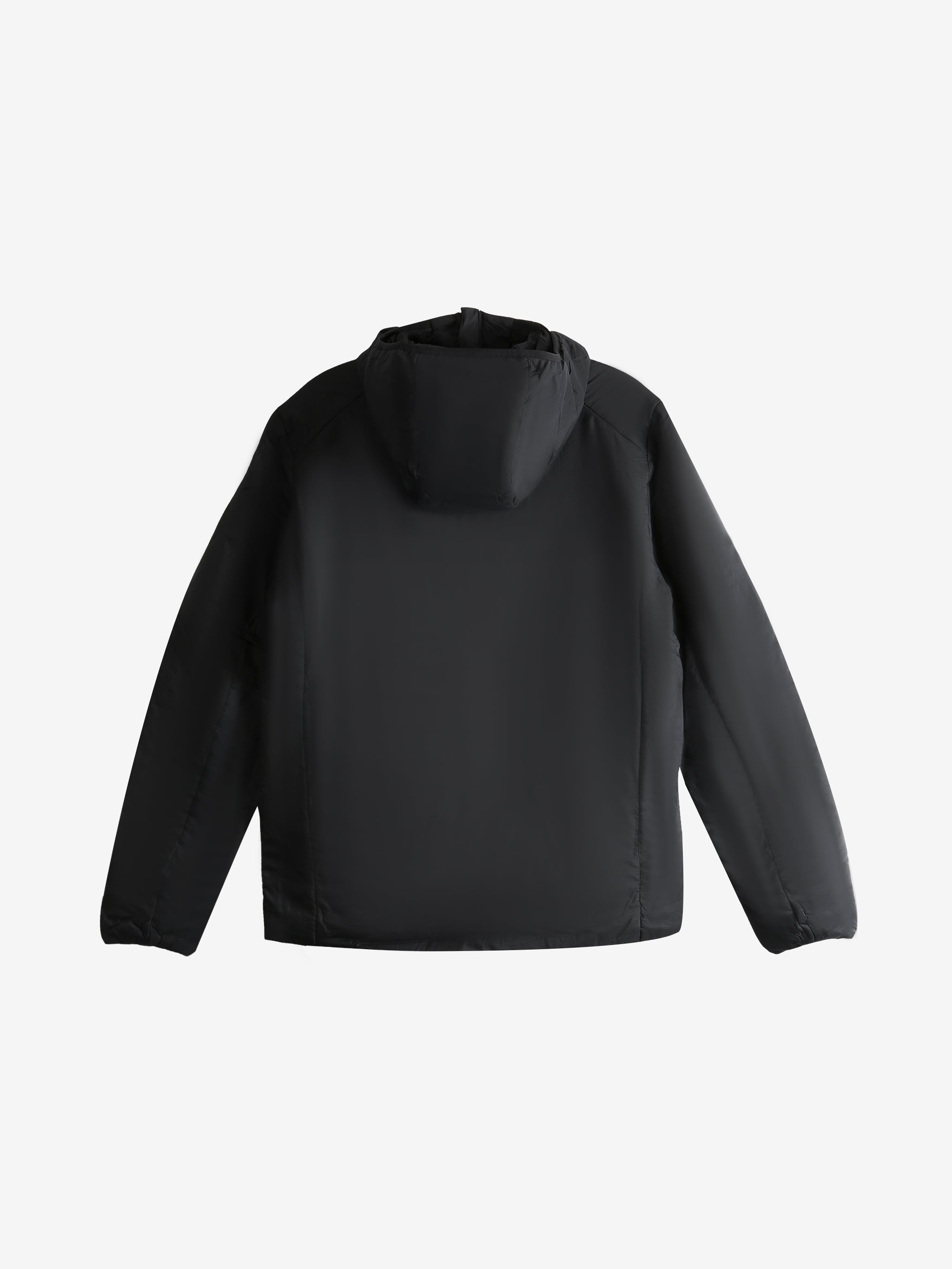 Black jacket, back view showing elasticated cuffs