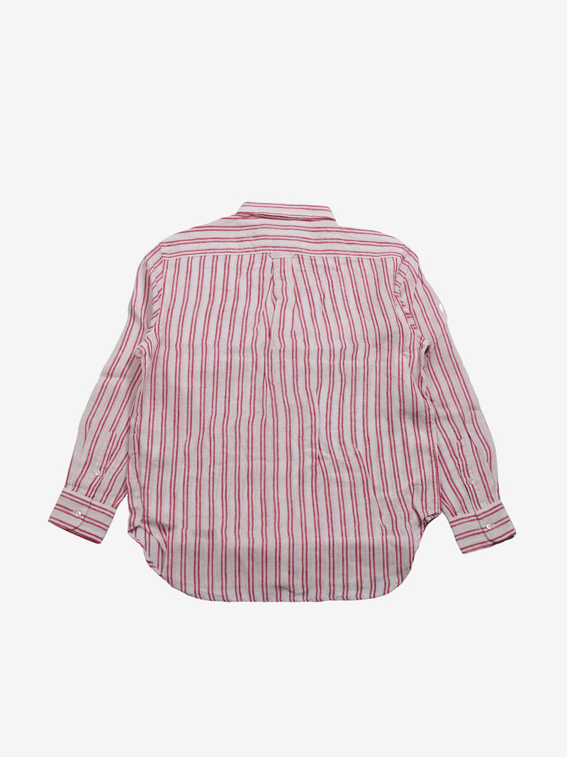 Pink shirt, back view showing relaxed fit
