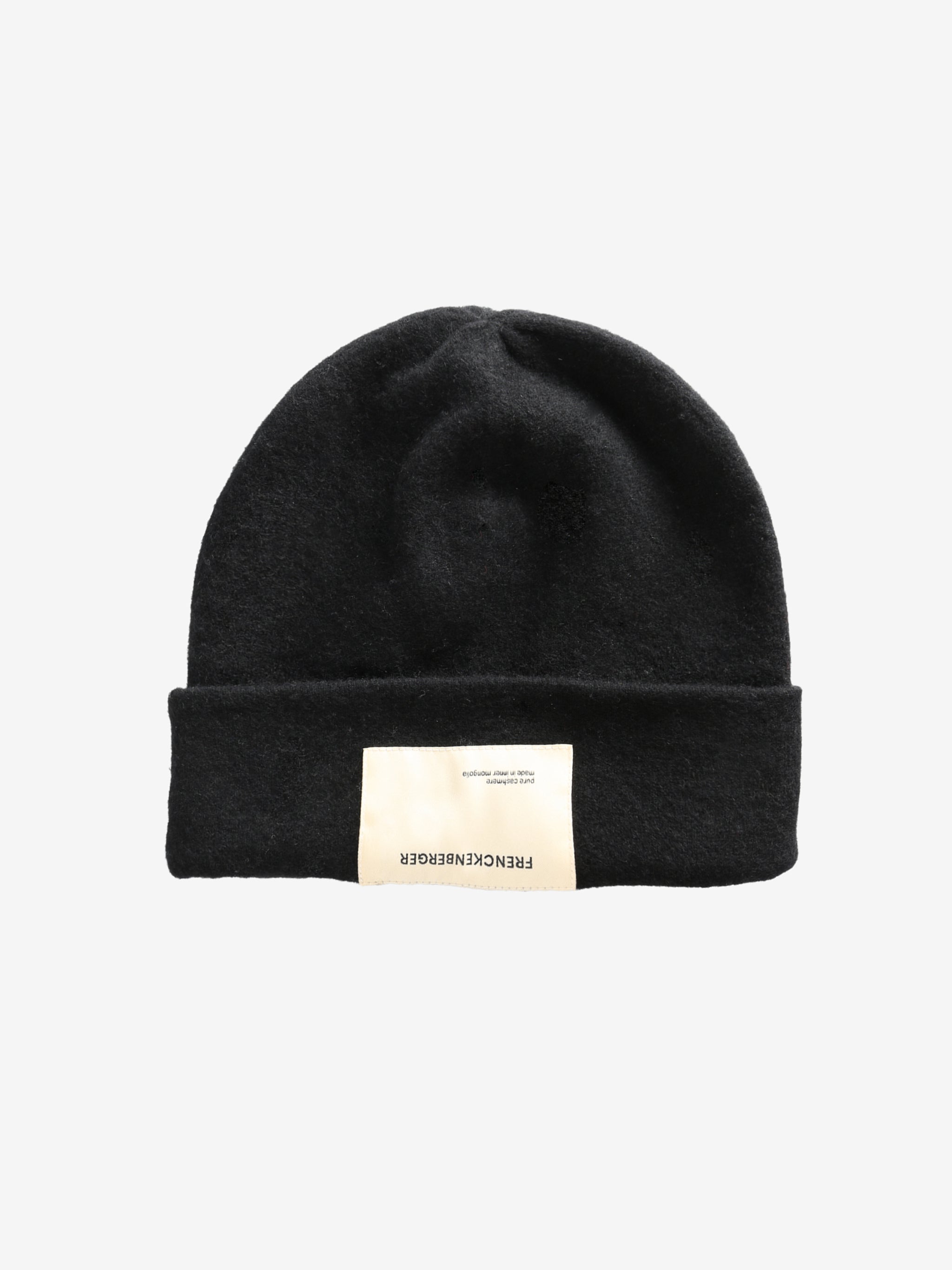 Black knit beanie,front view