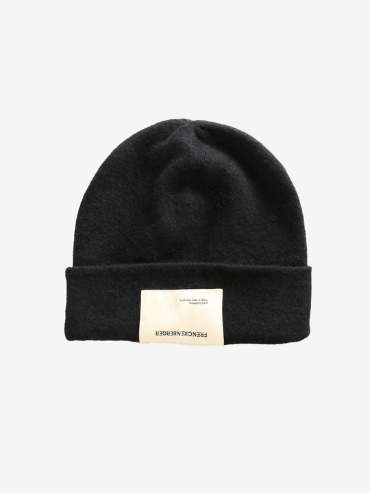 Black knit beanie,front view