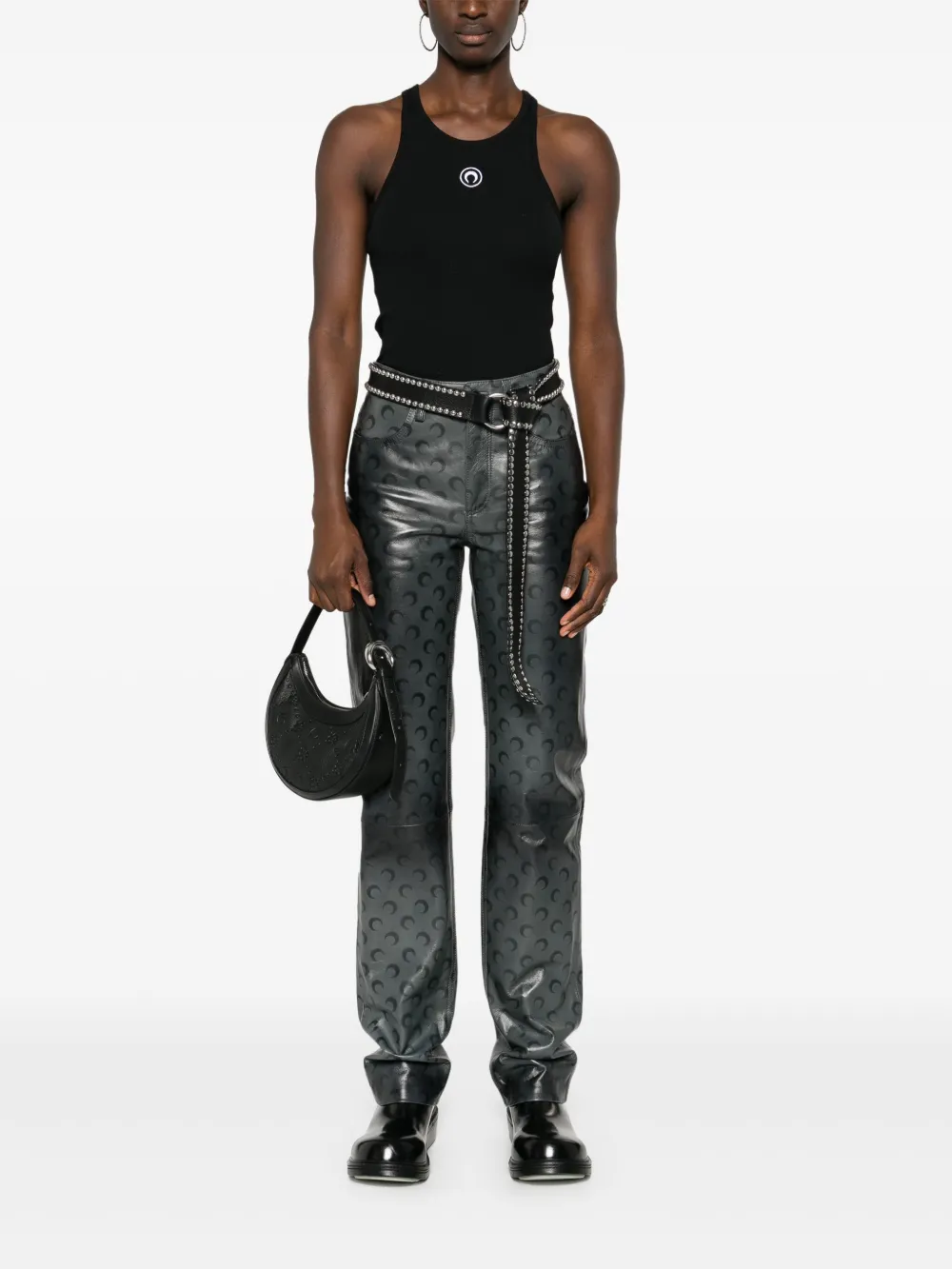 Black tops, full body view