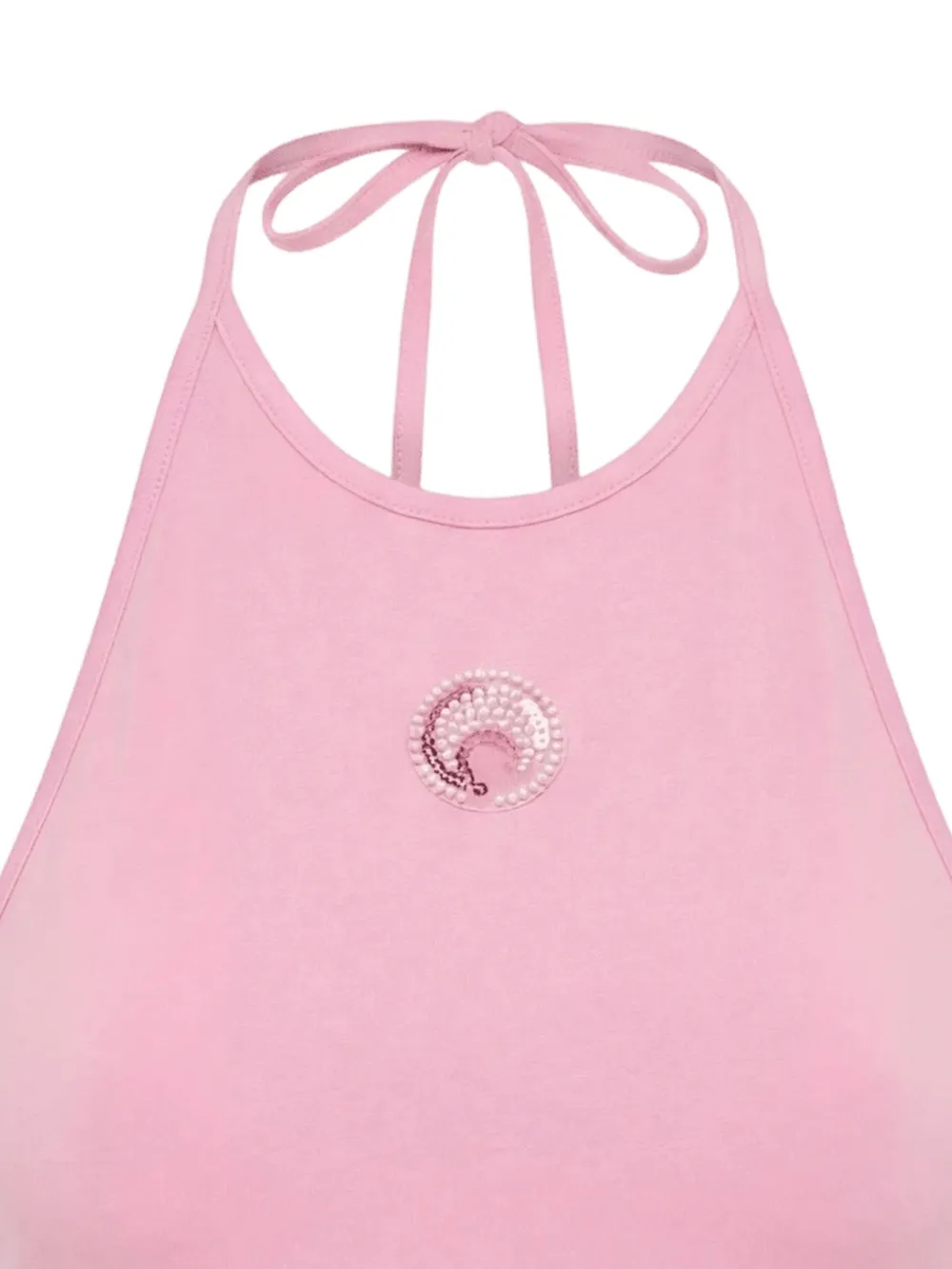 Close up of pink tops, showing texture of the cotton fabric