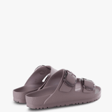 Purple sandals, side view