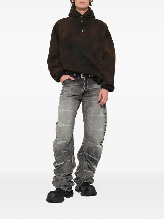 Brown hoodie, full body view