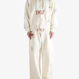 White hoodies, full body view